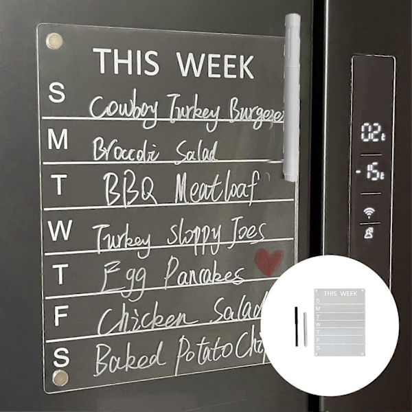Whiteboard Slät Skrivande Kylskåpsmemo med Markeringspenna Kylskåpsmagnet Veckokalender Hushållsartiklar
