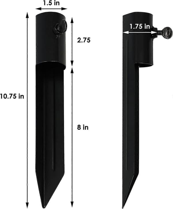 2 puutarhavalaisimen maapiikkiä, ruoho rauta suorat tangot, valaistusvarjon lisävarusteet maapiikit, musta
