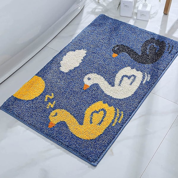 Badrumsmatta, Halkfri Söt Tecknad Anka Badrumsmatta, Ultra Mjuk Vattenabsorberande Badrumsmatta, Maskintvättbar Badrumsmatta För Badkar, Dusch Och Badrum (1 Blue-duck