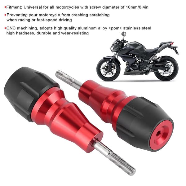 Universal Motorcykel Udstødning Crash Pad 10mm Beskyttelse Ramme Slider Rustfrit Stål Rød