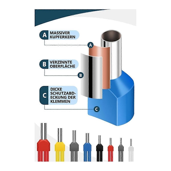 750 stk. Twin Wire Ferrules Kit Wire Terminal Ferrules Krympeforbindelse Twin Ferrules Dual Bootlace Ferrule Teminator Kit