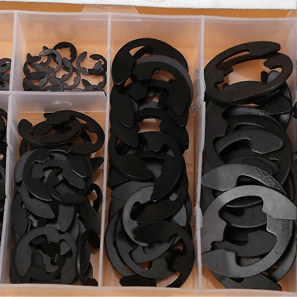 300 stk. Sorte Metal E Clips E Ring Akselholderringe Sortiment 3mm-22mm med Æske