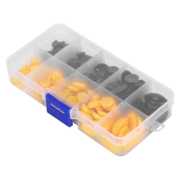 180 st Plastögon Näsor Oval Platt Docka Teddybjörn Gosedjur DIY Tillverkning Leksaker Tillbehör (Svart Gul)
