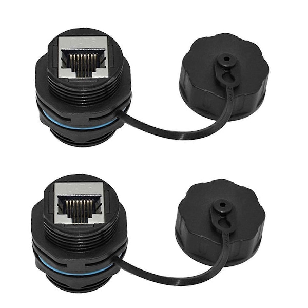 2 STK RJ45 Panelmonteringskobling, IP68 Skærmet Industriel Panelmonteret Ethernet LAN Gennemgangsstik til CAT6/CAT5E/CAT5