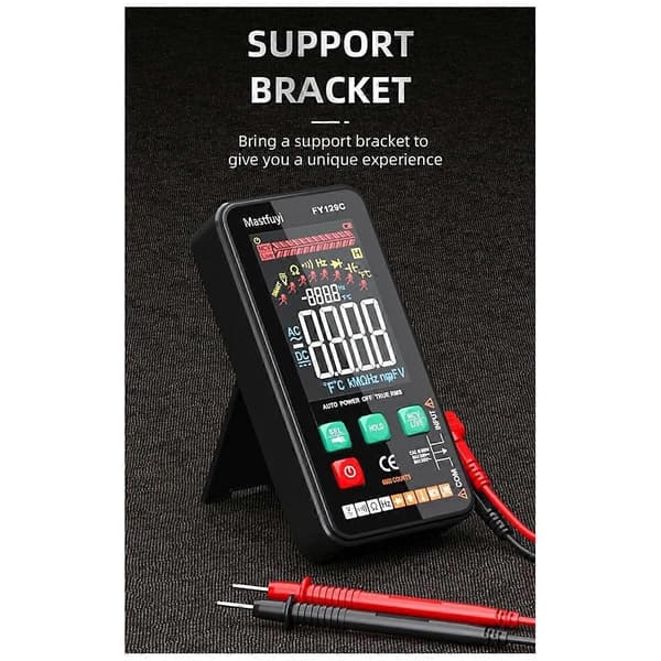 Smart Digitalt Multimeter med Beslag LCD Farveskærm AC/ Tester Ohm Diode NCV Frekvens Strømførende Ledningstjek