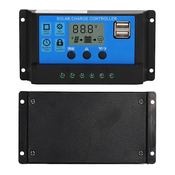 12V 24V Solpanel Controller PWM Fotovoltaisk Regulator LCD Display MPPT Solcelleoplader 70A
