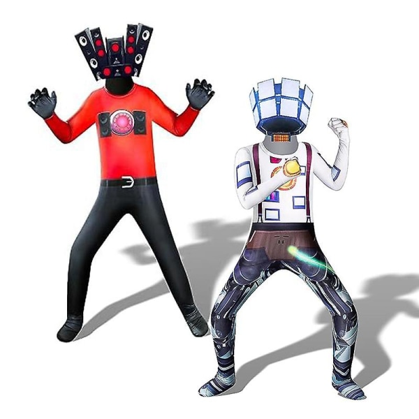 Barn Pojkar Skibidi Toalett Cosplay Body Tv Man Kamera Man Spel Skibidi Dop Ja Ja Toalett Halloween Kostym Fest Jumpsuits F 120 ( L )