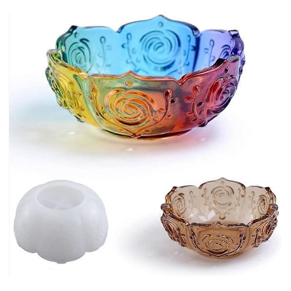 2 STK Blomsterbrett Resin Form, Lotus Skål Silikonform for Epoxy Resin Støping, Resin Betongform for DIY Smykkeholder