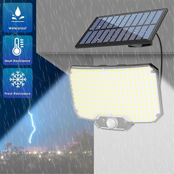 Solar Utomhuslampa 234LED Super Stark Rörelsesensor Solar LED Trädgårdsvägglampa IP55 Vattentät 3 Arbetslägen.