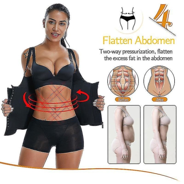 Tflycq 3 Clip1 Zip 6 Stålben Midjetränare Korsett Sport Träning Kroppsformare Magkontroll black 2XL