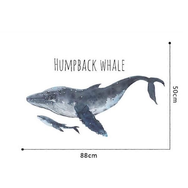 Ocean Animal Pukkelhval DIY Vægmaleri Stue Baggrundsmærkat