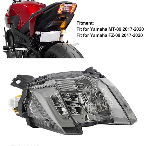 Motorcykel LED Baglygte Samling Røgfarvet Glas Høj Lysstyrke Passer til Yamaha MT-09/FZ-09 2017-2020