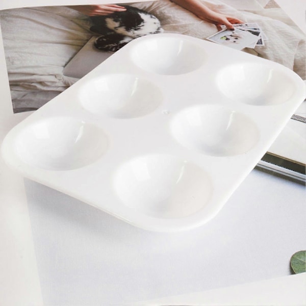 10 stk. Hvite Plast Malingbrett Paletter 6 Hull Fortykket Kunstklasser DIY Håndverk Akvarellpalett Fargeblanding Kunst Malingsbrett