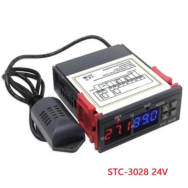 STC-3028 24V Digital Termostat Termometer Hygrometer Temperatur Fuktighetskontroller Regulator