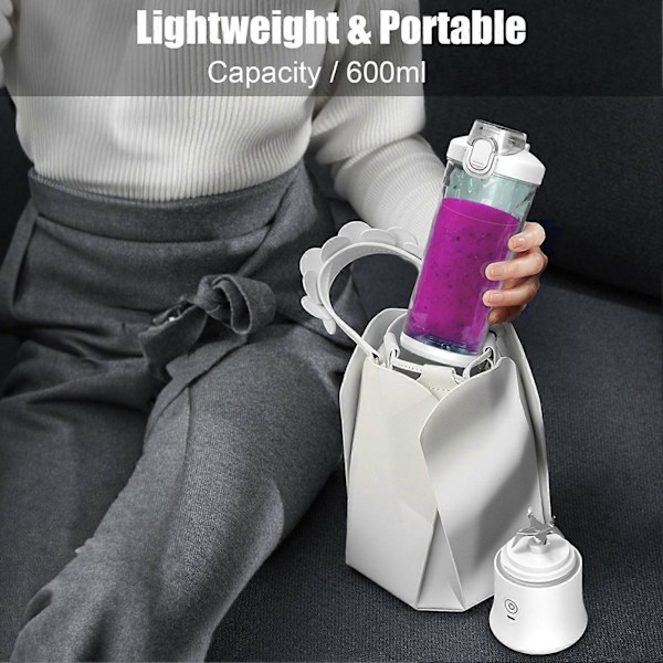 Portabel Blender 600ml Personlig Storlek Juicekopp för Shakes och Smoothies med 6 Blad 150 Watt Vattentät Uppladdningsbar Handhållen Blenderkopp för Resor