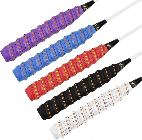 5-pakning Healwe PU Racketgrep, superabsorberende tennis/badminton/squash