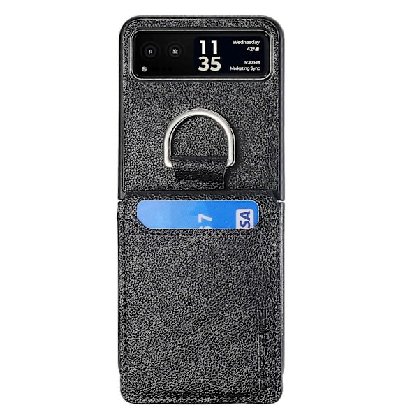 Läderfodral med Litchi-textur för Motorola Razr 40 Black