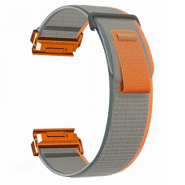 Til Coros Vertix 2 / Garmin Fenix 7X / 6X / 5X 26mm Trail Loop Nylonbånd Blød Urrem - R Orange  Grey Orange