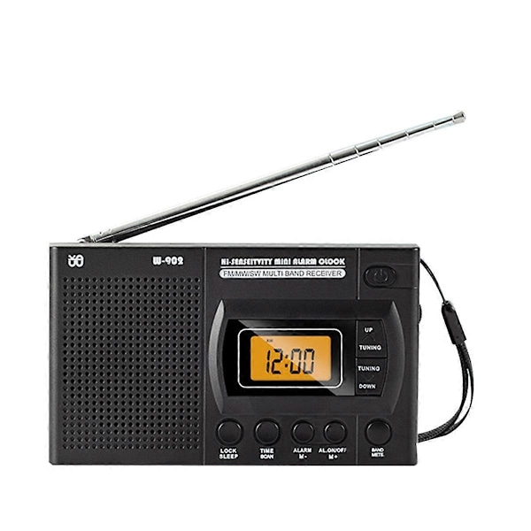 Mini LCD Radio Batteridriven Portabel Fickradio AM FM Radiohögtalare med Teleskopantenn för Äldre Promenader Sport B