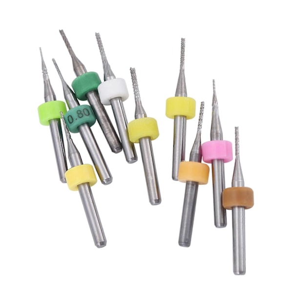 10 stk 0,5/0,6/0,7/0,8/0,9/1,0/1,1/1,2/1,3/1,4 mm PCB Endefrese Graveringsbits Kutter 1/8\" Skaft