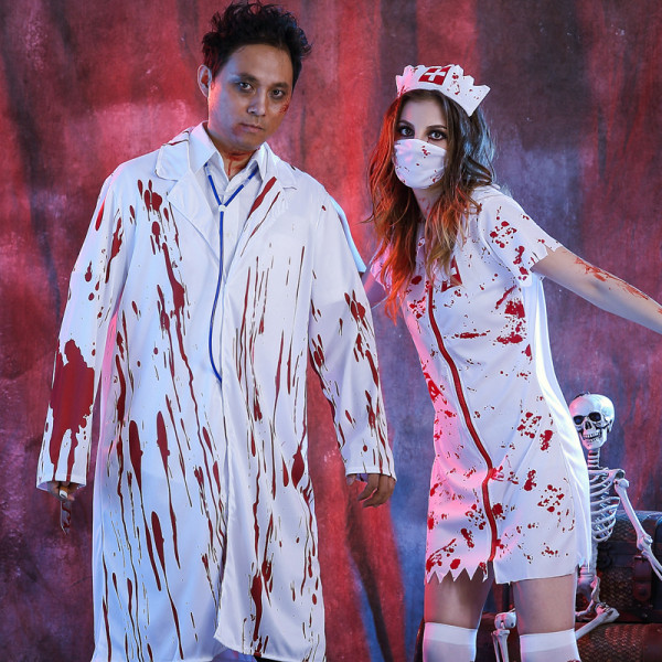 Halloween zombie kläder cos skräck läkare blodig vuxen kostym maskerad fest  gril XL 2a25 | gril | XL | Fyndiq