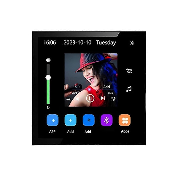 4 Tommers Andriod 10 Eshare WiFi Bluetooth Berørings Hjemmekino Digital Stereo Lyd Musikk Veggforsterker Svart
