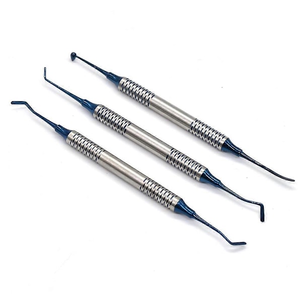 6 st Tandfyllningsinstrument i Komposit Resin, Non-Stick, Dubbelhuvud, Blå
