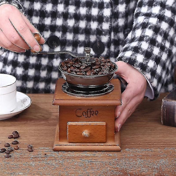 Manuell Kaffekvern Husholdnings Mini Kvern Retro Treboks Kaffemaskin
