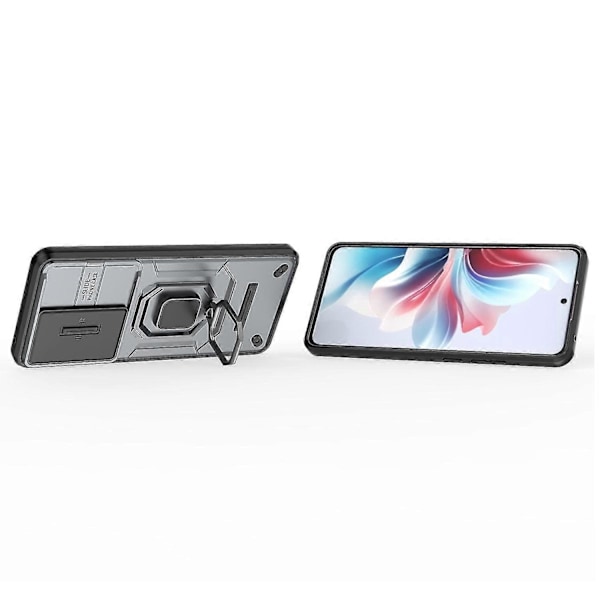 Skal med Ringstöd och Skjutbart Kameraskydd för Oppo Reno11 F 5G - Lila Grey