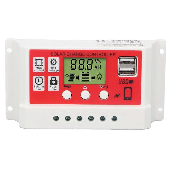 Solar Charge Controller PWM Lithium Batteri Fotovoltaisk Laderegulator LCD Display 12V/24V20A