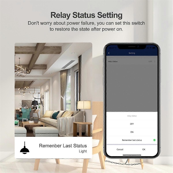 WIFI Smart Bryter 30A Høy Effekt App Fjernstyrt Hjemmeautomasjon Stikkontakt Stemmestyring Lamper og Lykter Smart Hjem