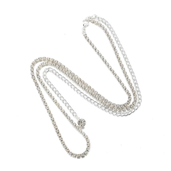 Taljekæde Slank Minimalistisk Enkelt Lag Metal Strand Bikini Rhinestone Indlejret Kropskæde Bælte Sommerfest Tøj