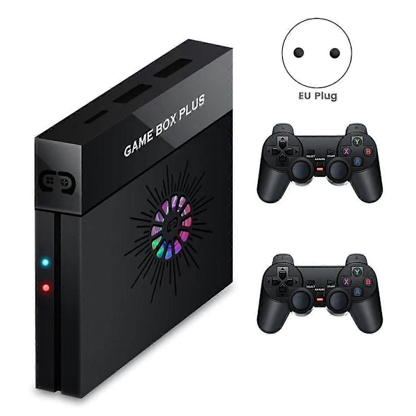 X6S TV Videospilkonsol 4K Super Game Box 64G 9000+ Spil til PSP/PS1/MAME med Trådløse 2 Gamepads EU STIK
