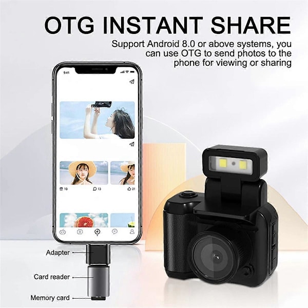Mini SLR -tyylinen kamera Cmos 64GB salamavalolla ja lataustelakalla, kannettava videonauhuri DV 1080P LCD-näytöllä, valkoinen