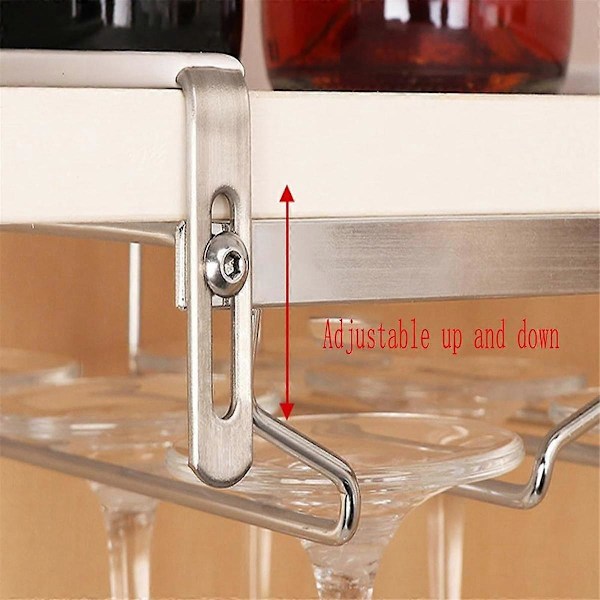 Justerbar Vinglas Organizer, Hængende Metal Vinglas Rack, Vinglasholder Under Skab Uden Boring til Bar 23cm