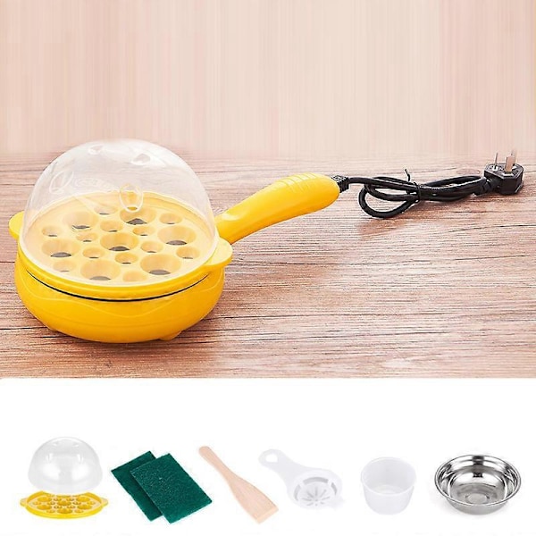Multifunktionell 2 i 1 Äggkokare Non-Stick Äggstekpanna Äggkokare Automatisk Avstängning Äggkokare Maskin för Hem Sovsal Gul