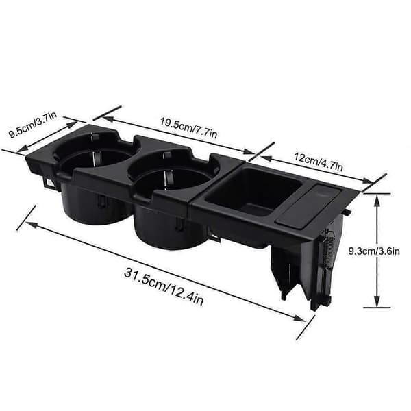 3 stk./sæt til- E46 3 SERIE Sort Centerkonsol Trim Base & Kop Mønt Opbevaringsholder