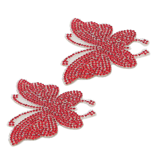 Kristallfjärilssticker Glänsande Självhäftande Hot Rhinestone för Dekoration Kläder Bil Dator Röd
