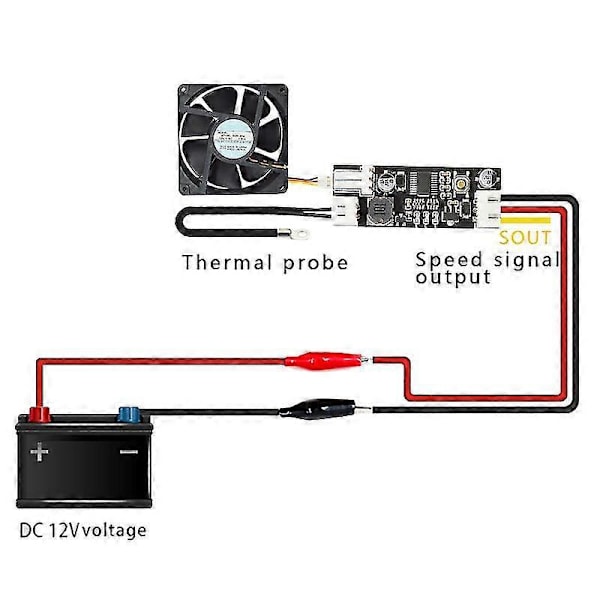 Temperaturkontrollmodul Enkel 12V DC PWM 2-3 Tråds Fläkt Temperaturkontroll Guvernör Dator