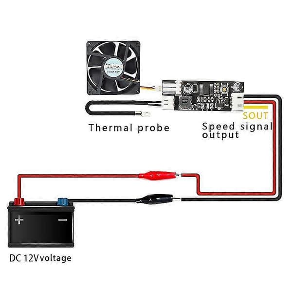Temperaturkontrollmodul Enkel 12V DC PWM 2-3 Tråds Vifte Temperaturkontroll Guvernør Datamaskin