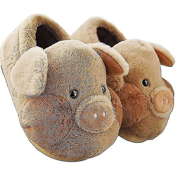 Fluffiga Vuxen Gris Tofflor Vinter Varma Tecknade Gris Skor Hem Fuzzy Pälsiga Djurtofflor Kvinnor Män Flicka Jm5 Jm5 38-39