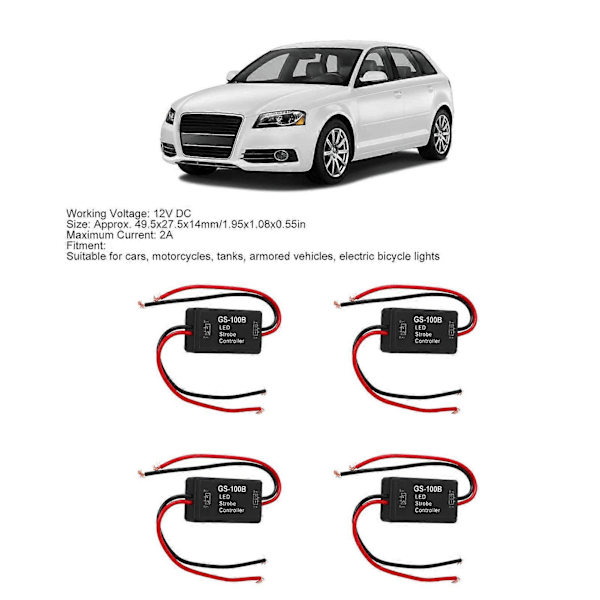 4 stk. Lys Blink Modul Controller Bremse Baglygte Strobe Controller til Biler Motorcykler Elcykler