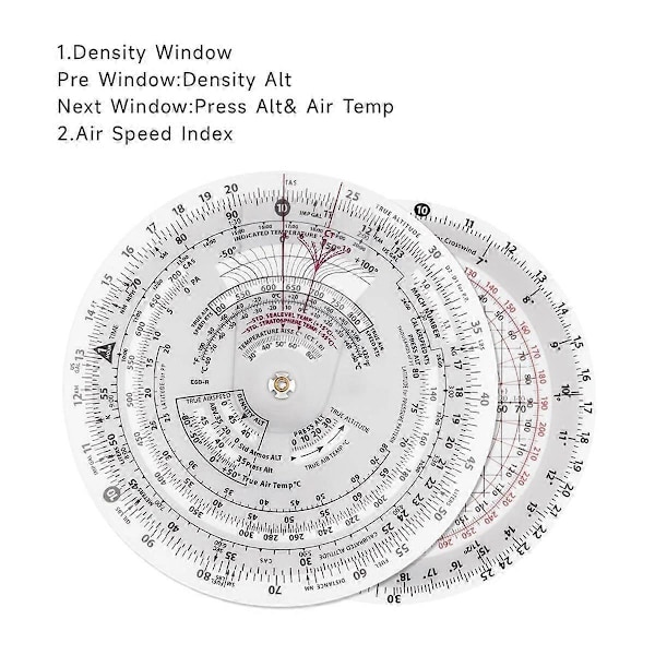 E6B-R 6 tommer Diameter Cirkulær Flyvecomputer, Flyvecomputer Lommeregner Standard Flyvetræning Studenterbrug IFR VFR