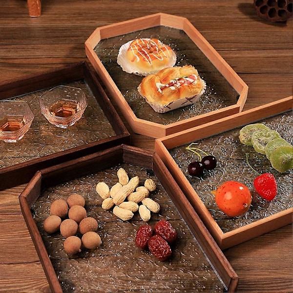 Glass Multipurpose Kopp & Krus Holder Fat Skrivebordsorganisator Frukt Snack Brett for Skrivebord Baderom Bord Kjøkken Fester D