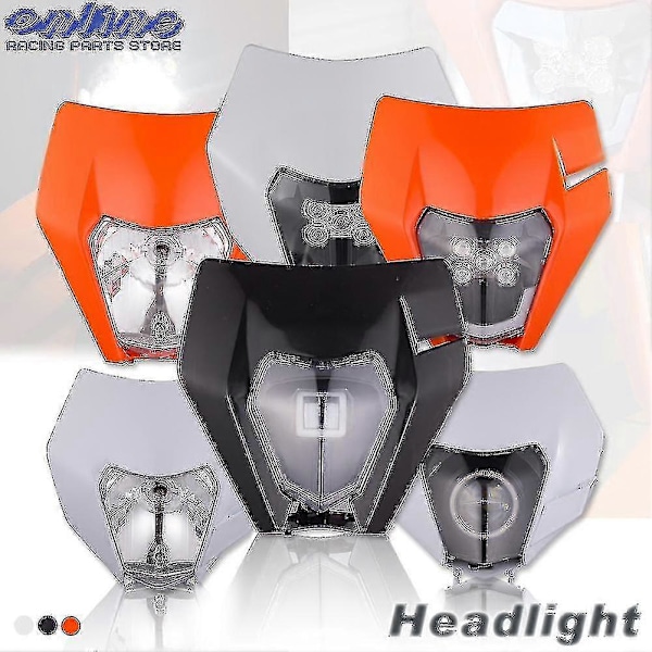Motorcykel LED Forlygte Forlygte Hovedlys Til Ktm Exc Excf Sxf Xc Xcw Xcf Mx Dirt Bike Universal Enduro Supermoto FairingP20211224498 C LED Orange