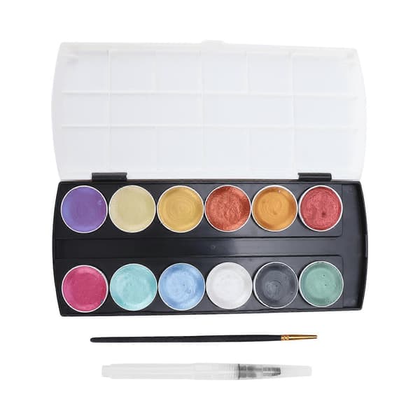 Akvarellfärg Solid 12 Färger Portabel Pigment Konstset för Målning Graffiti Design