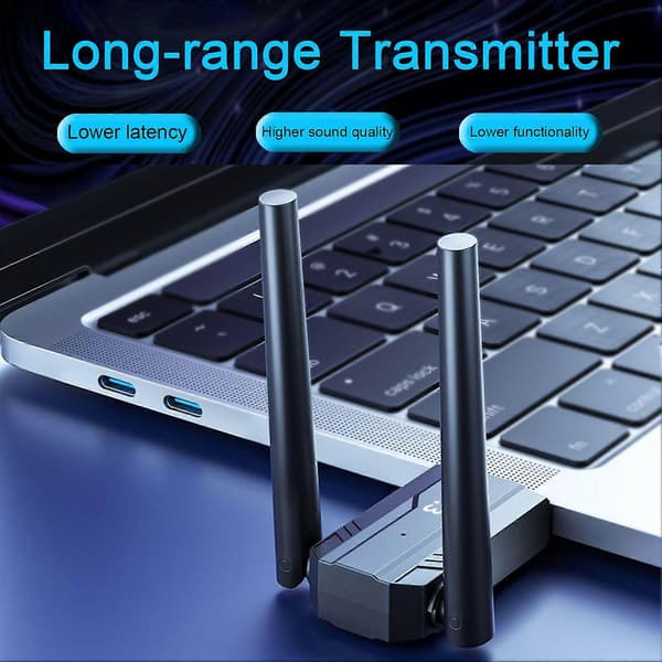 Receiver Transmitter Højtydende Hurtigere Transmission Længere Rækkevidde USB Bluetooth-kompatibel 5.3 Adapter