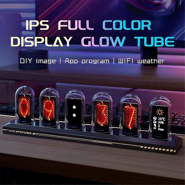 DIY LED Nixie Rør Ur RGB IPS Farveskærm Digitalt Ur Gløder WIFI Analog Ure til Esports Spil Desktop Dekoration