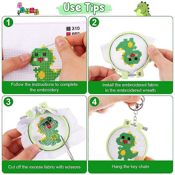 6 st Stämplade Kit för Barn Nybörjare DIY Mini Broderikit Nålpoint Nybörjarkit DIY Ornament Hantverk