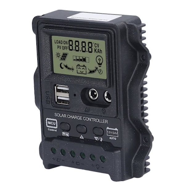 Dubbel USB Solcellsladdningsregulator ABS LCD-Display PWM Laddningsregulatorer Ljuskontroll 12V24V30A 390W 780W